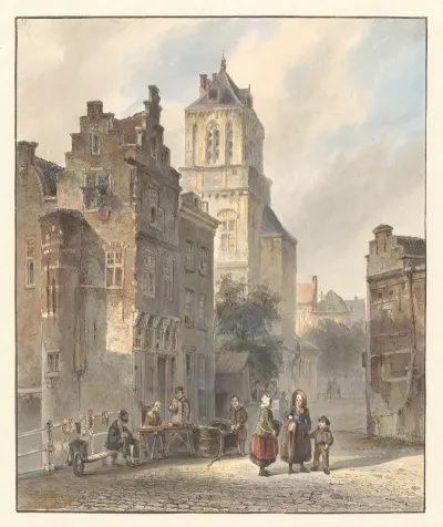 Gezicht Op Het Stadhuis Van Delft