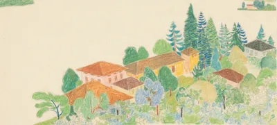 Gezicht Op Italiaanse Huizen In Bergachtig Landschap