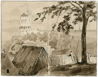 Gezicht Op Kasteel Over Daken Heen
