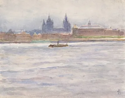Gezicht Op Mainz Vanaf De Rivier