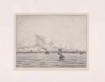 Gezicht Op Rotterdam Over Het Water
