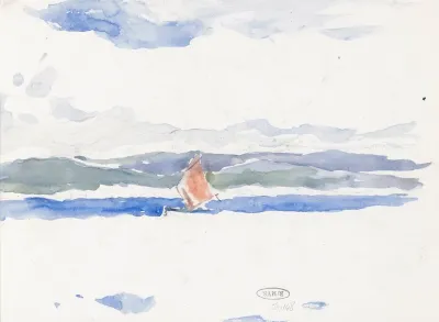 Gezicht Op Zee Met Boot