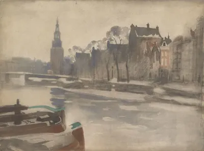 Gezicht Over De Oude Schans Op De Montelbaanstoren