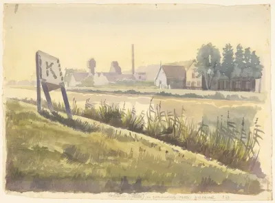 Gezicht Over Een Deel Van Het Noordhollandsch Kanaal Met Wasfabriek Wessels En Graanmaalderij Pilkes