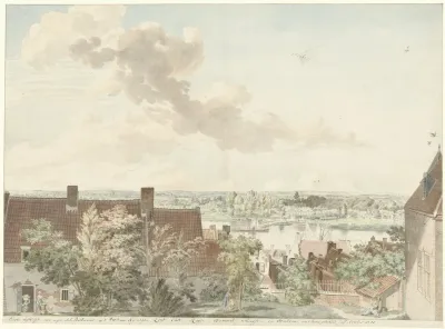 Gezicht Te Nijmegen Met Een Veer Over De Rivier