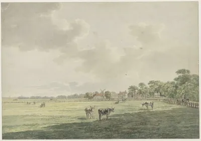 Gezicht Te Santpoort Met Weiland Aan De Hoofdstraat Ziende Naar Het Zuiden