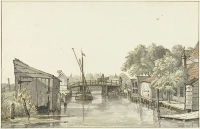 Gezicht Van De Ringdijk Op De Schulpbrug Ziende Naar De Utrechtse Zijde Van De Amstel