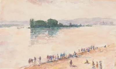 Gezicht Vanaf De Oever Over De Volle Breedte Van Een Rivier