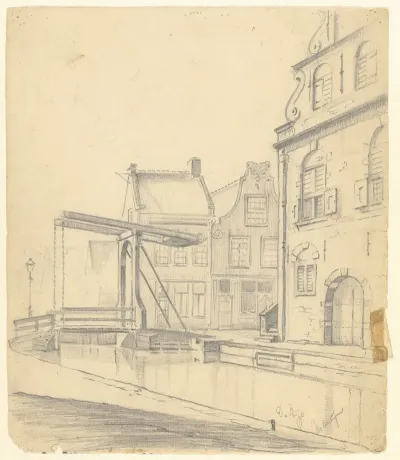 Gezicht Vanaf De Tuingracht Op De Zijkant Van Het Raadhuis Van Het Dorp De Rijp