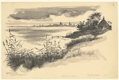 Gezicht Vanuit Katwoude Op Monnickendam