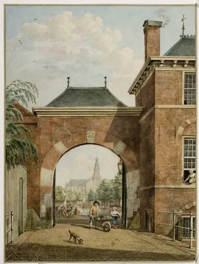 Gezigt Door De Eenties Poort Op De Groote Kerk Te Haarlem