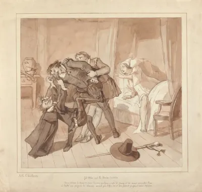Gil Blas While Practising Medicine Under Dr Sangrado Encounters Dr Cuchillo At The Bedside Of The Grocer 2