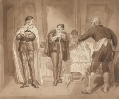 Gil Blas While Practising Medicine Under Dr Sangrado Encounters Dr Cuchillo At The Bedside Of The Grocer