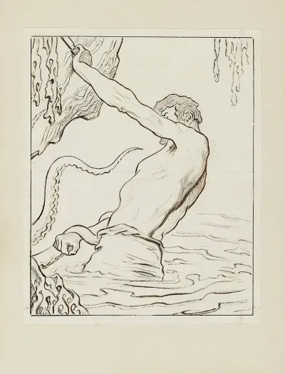 Gilliatt Et La Pieuvre Dessin Pour La Vignette De Couverture