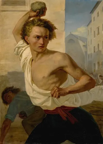 Giovan Battista Perasso Called Balilla Throwing A Stone