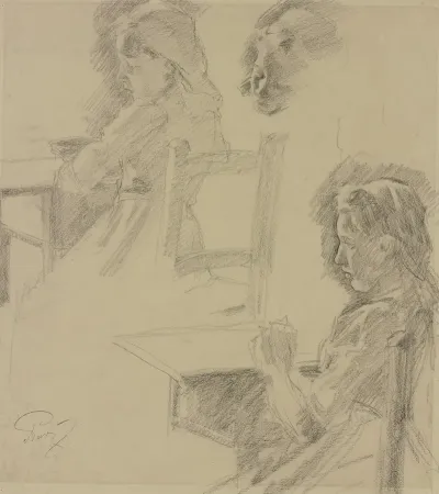 Girl At The Sewing Table