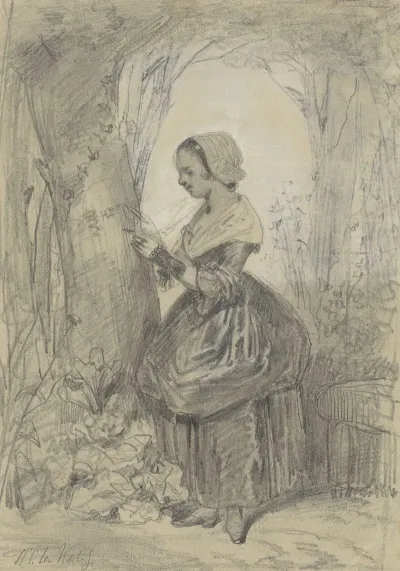 Girl By A Tree