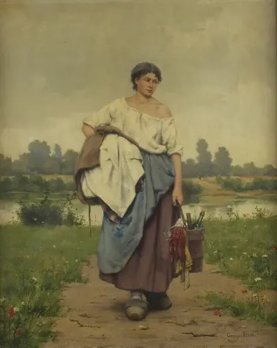 Girl Carrying Bucket