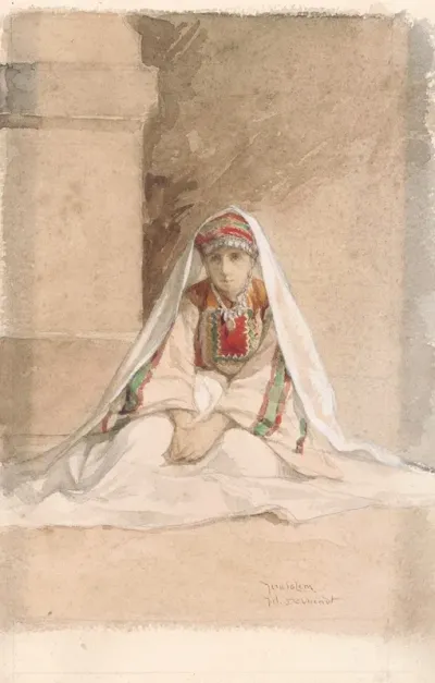 Girl From Jerusalem In Oriental Costume