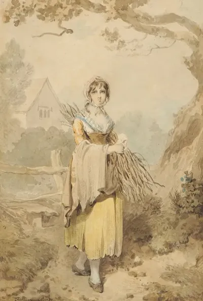 Girl Gathering Firewood