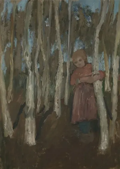 Girl In A Birch Forest
