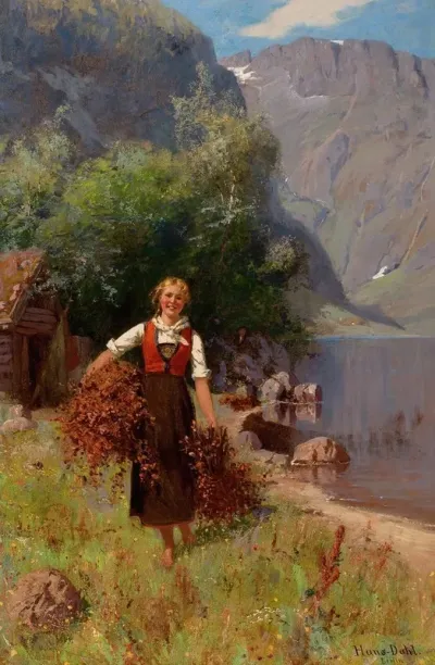 Girl In A Fjord Landscape
