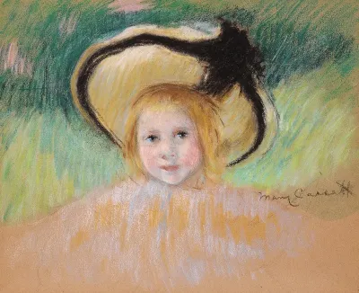 Girl In A Hat With A Black Ribbon