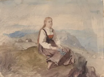 Girl In Mountain Landscape 2
