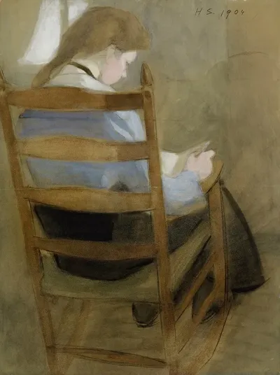 Girl Reading Seated Girl