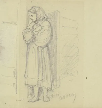 Girl Standing At The Door