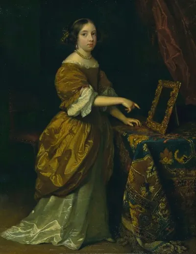 Girl Standing Before A Mirror