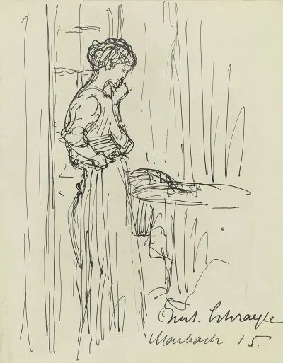 Girl Standing Contemplating