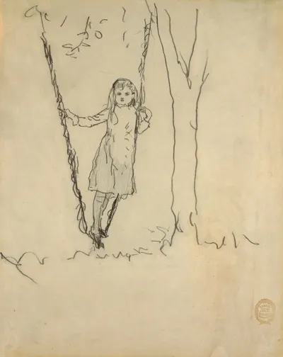Girl Standing On A Swing
