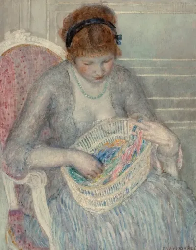 Girl With A Basket Of Ribbons