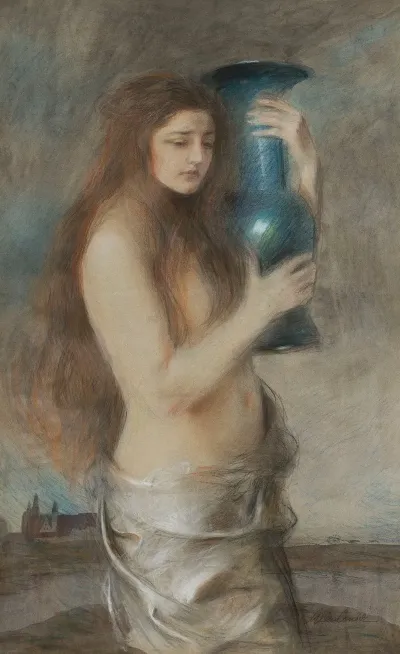Girl With A Blue Vase Tears