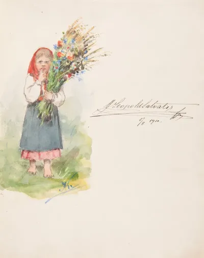 Girl With A Bouquet Of Wild Flowers