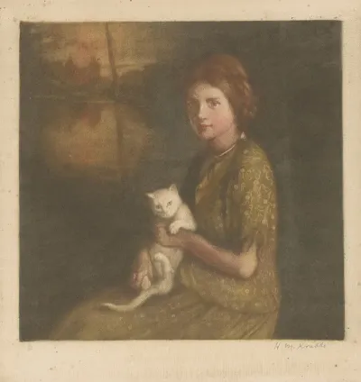 Girl With A Cat On Her Lap