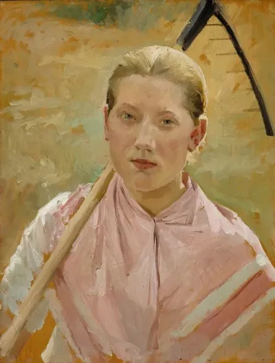Girl With A Rake Study For August