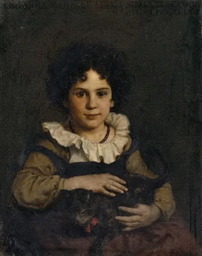 Girl With Cat In Her Arms