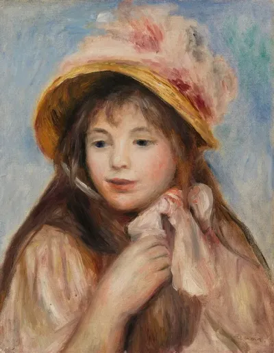 Girl With Pink Bonnet Jeune Fille Au Chapeau Rose