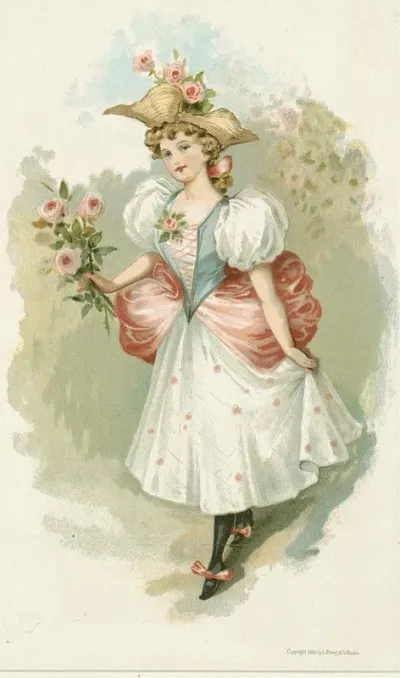 Girl With Pink Roses