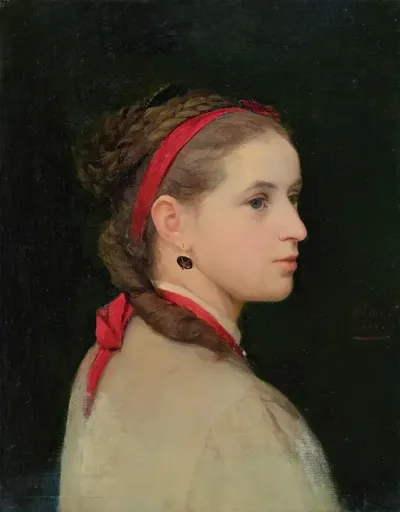 Girl With Red Hair Ribbon