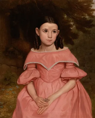 Girl With Ringlets In Pink Dress