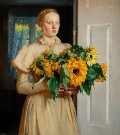 Girl With Sunflowers 1893