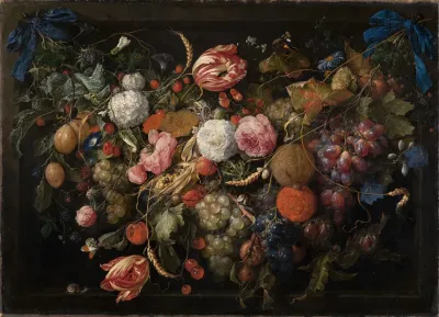 Girlande Von Blumen Und Fruchten