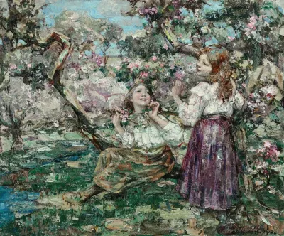 Girls Among The Blossom