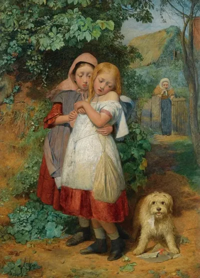 Girls Frightened By A Dog