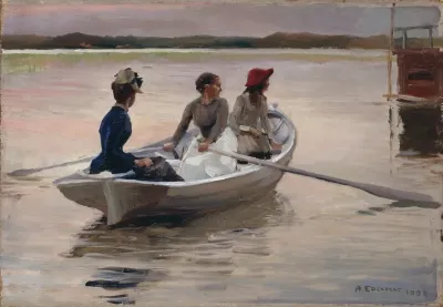Girls In A Rowing Boat Summer In The Archipelago