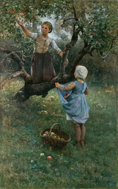 Girls Picking Fruit