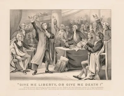 Give Me Liberty Or Give Me Death Patrick Henry Delivering His Great Speech On The Rights Of The Colonies Before The Virginia Assembly Convened At Richmond March 23rd 1775